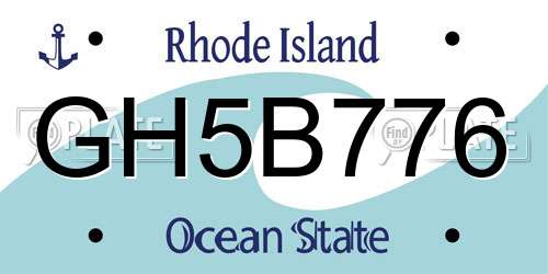 GH5B776 Rhode Island License Plate
