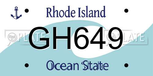 GH649 Rhode Island License Plate