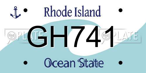 GH741 Rhode Island License Plate