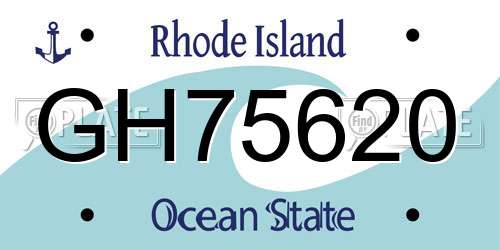 GH75620 Rhode Island License Plate