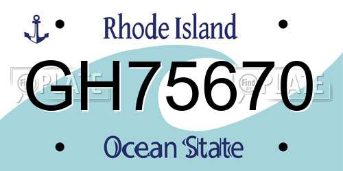 GH75670 Rhode Island License Plate