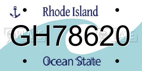 GH78620 Rhode Island License Plate