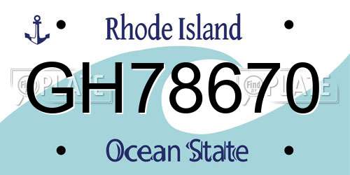GH78670 Rhode Island License Plate
