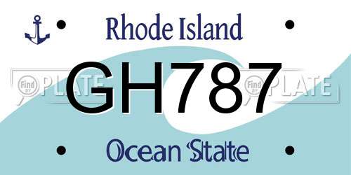 GH787 Rhode Island License Plate