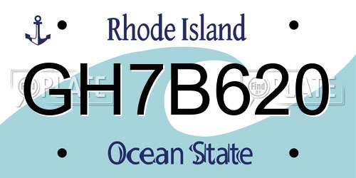GH7B620 Rhode Island License Plate