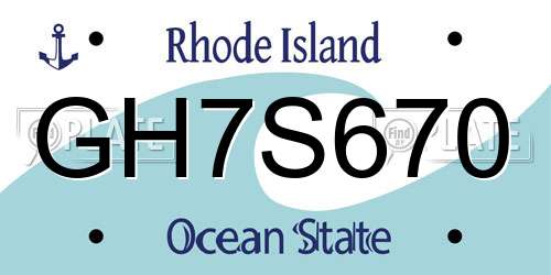 GH7S670 Rhode Island License Plate
