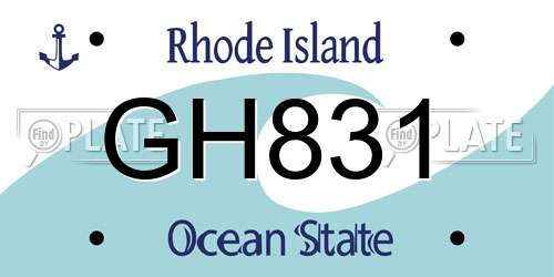 GH831 Rhode Island License Plate