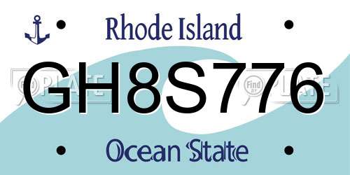 GH8S776 Rhode Island License Plate