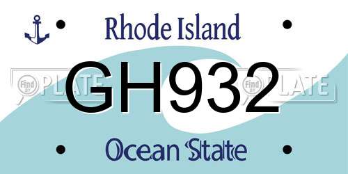 GH932 Rhode Island License Plate