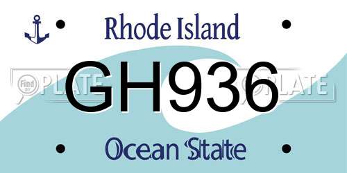 GH936 Rhode Island License Plate