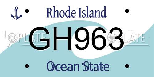 GH963 Rhode Island License Plate
