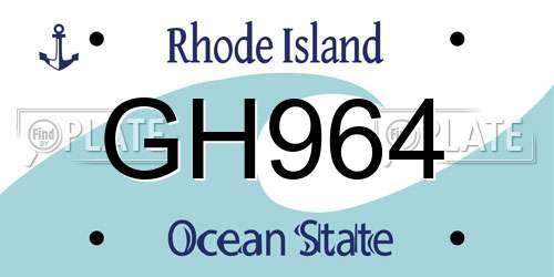 GH964 Rhode Island License Plate