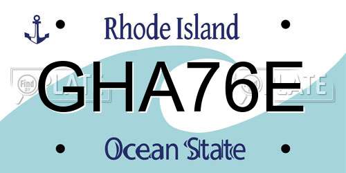 GHA76E Rhode Island License Plate