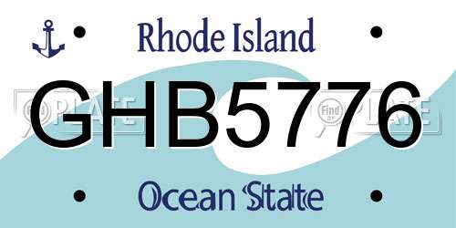 GHB5776 Rhode Island License Plate