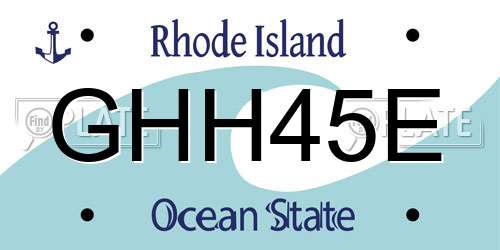 GHH45E Rhode Island License Plate