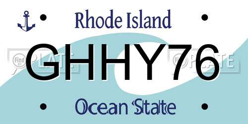 GHHY76 Rhode Island License Plate