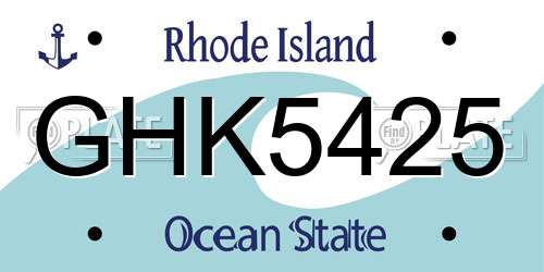 GHK5425 Rhode Island License Plate