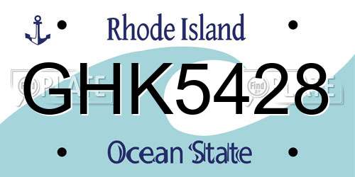GHK5428 Rhode Island License Plate