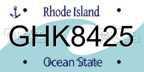 GHK8425 Rhode Island License Plate