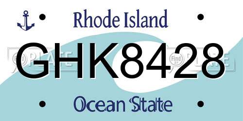 GHK8428 Rhode Island License Plate