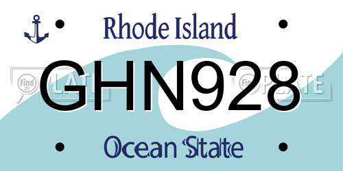 GHN928 Rhode Island License Plate