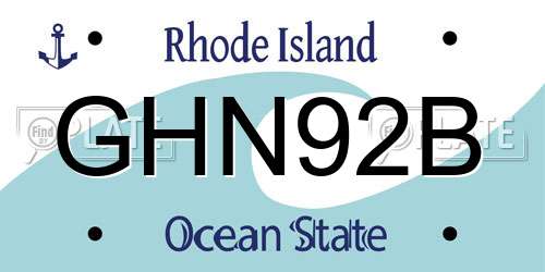 GHN92B Rhode Island License Plate