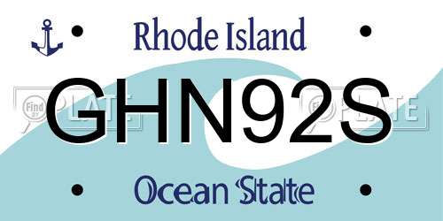 GHN92S Rhode Island License Plate
