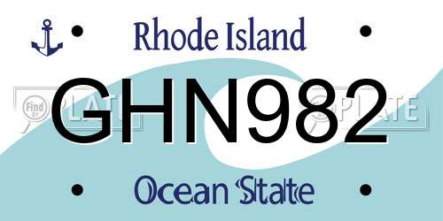 GHN982 Rhode Island License Plate