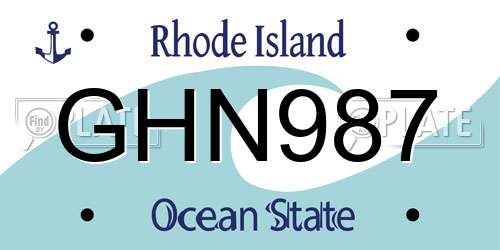 GHN987 Rhode Island License Plate