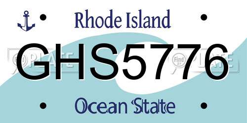 GHS5776 Rhode Island License Plate