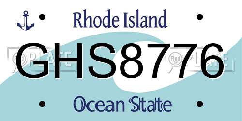 GHS8776 Rhode Island License Plate