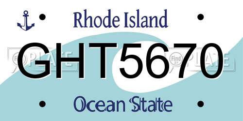 GHT5670 Rhode Island License Plate
