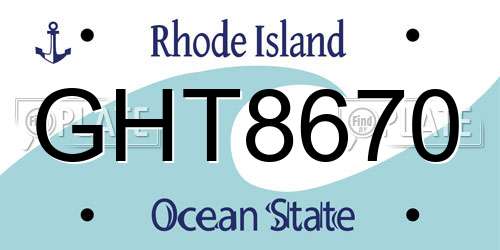 GHT8670 Rhode Island License Plate
