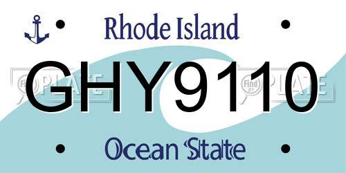 GHY9110 Rhode Island License Plate