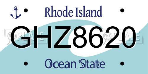 GHZ8620 Rhode Island License Plate