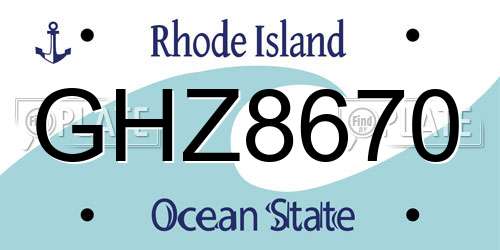 GHZ8670 Rhode Island License Plate