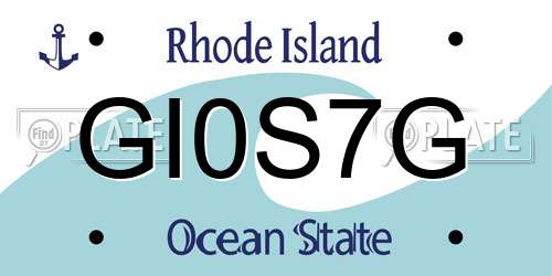 GI0S7G Rhode Island License Plate