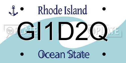 GI1D2Q Rhode Island License Plate