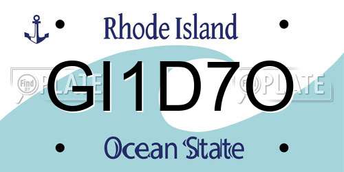 GI1D7O Rhode Island License Plate