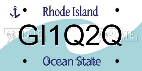 GI1Q2Q Rhode Island License Plate