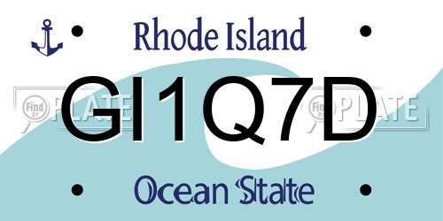 GI1Q7D Rhode Island License Plate