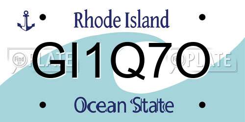 GI1Q7O Rhode Island License Plate