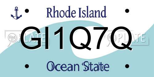 GI1Q7Q Rhode Island License Plate