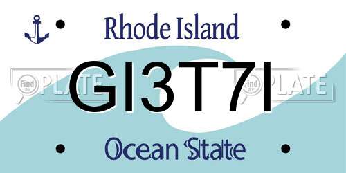 GI3T7I Rhode Island License Plate