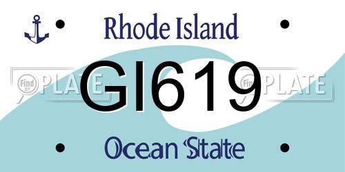 GI619 Rhode Island License Plate