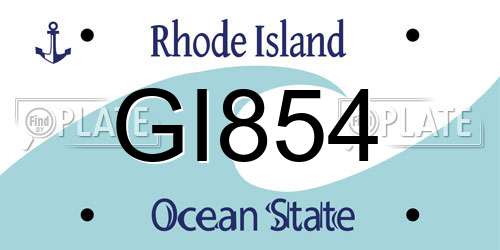 GI854 Rhode Island License Plate