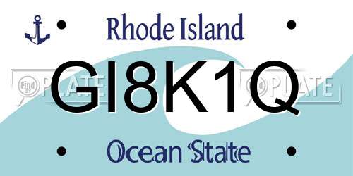 GI8K1Q Rhode Island License Plate