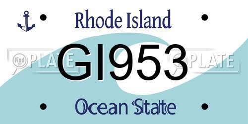 GI953 Rhode Island License Plate
