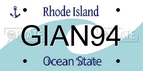 GIAN94 Rhode Island License Plate