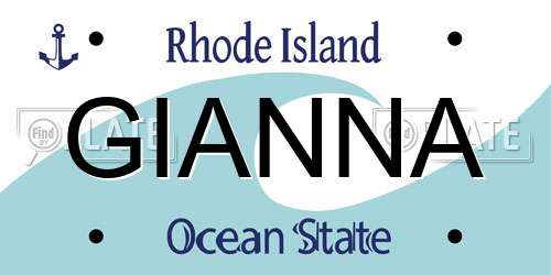 GIANNA Rhode Island License Plate